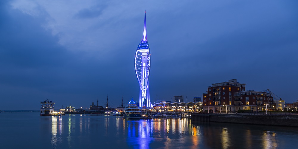 Spinnaker Tower by night