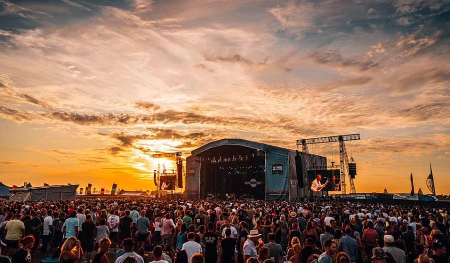 Victorious Festival's Common Stage at dusk