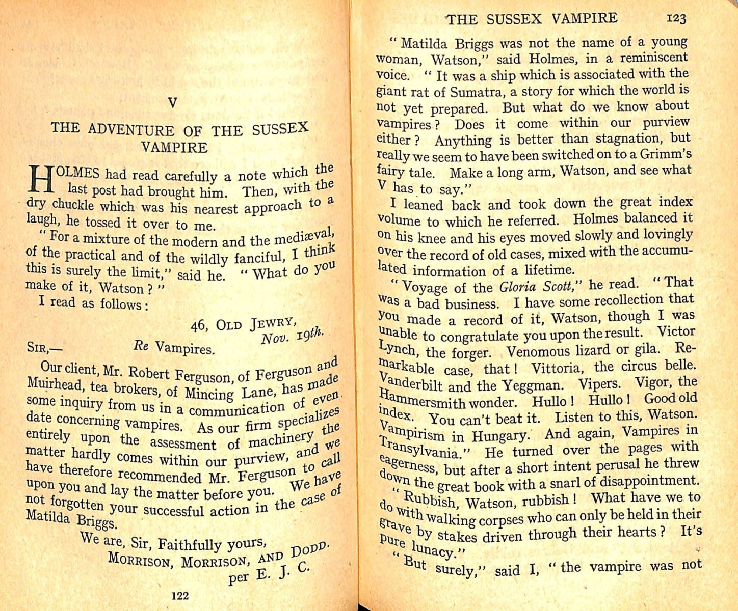 Double page of the story "The adventure of the Sussex vampire"